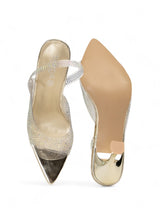 Light Gold Patent Leather Perspex Diamanté Stiletto Heels (TC-23607-1-LGLD)