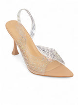 Nude Synthetic Leather Perspex Diamanté Stiletto Heels (TC-23607-1-NUD)