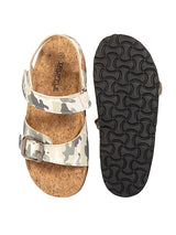 Green Camouflage Cork-Latex Footbed Velcro Sandals For Kids-Unisex (TC-261102-GRN)