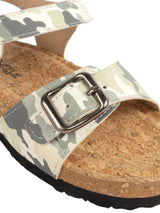 Green Camouflage Cork-Latex Footbed Velcro Sandals For Kids-Unisex (TC-261102-GRN)