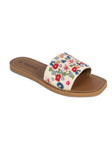 Beige Fabric Embellished Open Toe Flats (TC-261107-BEIG)