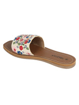 Beige Fabric Embellished Open Toe Flats (TC-261107-BEIG)
