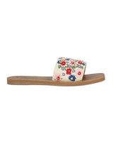 Beige Fabric Embellished Open Toe Flats (TC-261107-BEIG)