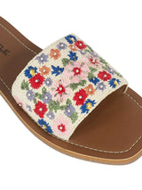 Beige Fabric Embellished Open Toe Flats (TC-261107-BEIG)