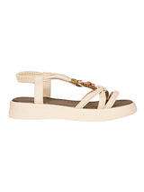 Beige Synthetic Leather Embellished Heart And Butterfly Flatform Sandals (TC-395-BEIG)