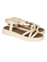 Beige Synthetic Leather Embellished Heart And Butterfly Flatform Sandals (TC-395-BEIG)