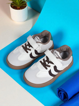 Brown Green Synthetic Leather Velcro Sneakers For Kids-Unisex (TC-589-BRO)