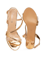 Rose Gold Patent Leather Stiletto Heel Sandals (TC-65302-100-RGLD)
