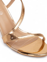 Rose Gold Patent Leather Stiletto Heel Sandals (TC-65302-100-RGLD)