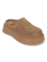 Khaki Suede Winter Slip-On Flatform Heels (TC-6615-KHA)