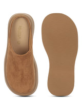 Tan Suede Winter Slip-On Flatform Heels (TC-6615-TAN)