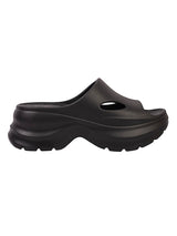 Black Soft Cushion Thick Sole Stylish Slip-On Sliders (TC-6865-BLK)