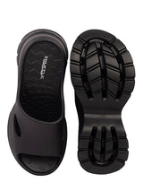 Black Soft Cushion Thick Sole Stylish Slip-On Sliders (TC-6865-BLK)