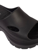 Black Soft Cushion Thick Sole Stylish Slip-On Sliders (TC-6865-BLK)