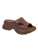 Brown Soft Cushion Thick Sole Stylish Slip-On Sliders (TC-6865-BRO)