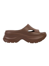 Brown Soft Cushion Thick Sole Stylish Slip-On Sliders (TC-6865-BRO)