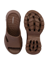 Brown Soft Cushion Thick Sole Stylish Slip-On Sliders (TC-6865-BRO)