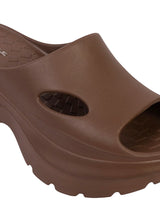 Brown Soft Cushion Thick Sole Stylish Slip-On Sliders (TC-6865-BRO)