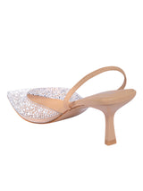 Beige Synthetic Leather Perspex Diamanté With Pearl Stiletto Heels (TC-7935-1-BEIG)