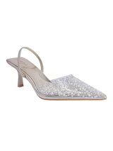 Light Gold Synthetic Leather Perspex Diamanté With Pearl Stiletto Heels (TC-7935-1-LGLD)