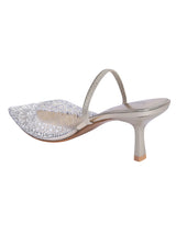 Light Gold Synthetic Leather Perspex Diamanté With Pearl Stiletto Heels (TC-7935-1-LGLD)