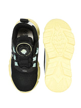 Black Yellow Mesh Paw Print Dial Lock Closure Sneakers For Kids-Unisex (TC-9050-BLKYEL)