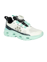 White Green Mesh Paw Print Dial Lock Closure Sneakers For Kids-Unisex (TC-9050-WHTGRN)