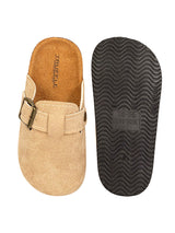 Beige Suede Cork-Latex Footbed Slip-On Flats For Kids-Unisex (TC-928-BEIG)
