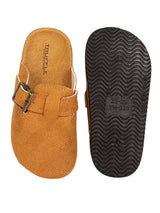 Camel Suede Cork-Latex Footbed Slip-On Flats For Kids-Unisex (TC-928-CML)