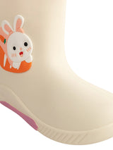 White Rubber Bunny Applique Detailed Lace-Up Rain Boots For Kids-Unisex (TC-97-300-WHT)