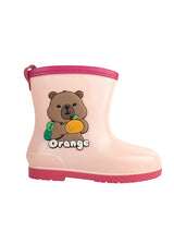 Pink Rubber Bear Applique Detailed Slip-On Rain Boots For Kids-Unisex (TC-97-899-PNK)