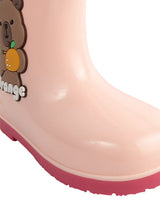 Pink Rubber Bear Applique Detailed Slip-On Rain Boots For Kids-Unisex (TC-97-899-PNK)