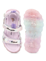 Purple PU Velcro With LED Lights Sandals For Kids-Girls (TC-985-PUR)