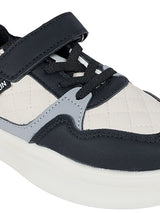 Black Synthetic Leather Velcro Sneakers For Kids-Unisex (TC-A12-B-BLK)
