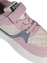 Pink Synthetic Leather Velcro Sneakers For Kids-Unisex (TC-A12-B-PNK)