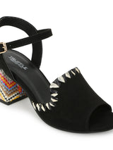 Black Suede Block Sandals (TC-A3178-BLK)