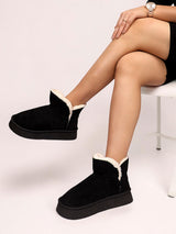Black Suede Winter Thick Sole Snow Ankle Boot (TC-AM08-217-BLK)