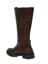 Brown Synthetic Leather Side Buckle Block Heel Long Boot (TC-AVI-02-BRO)