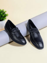 Black Synthetic Leather Solid Round Toe Loafers For Men (TC-AVI-04-BLK)