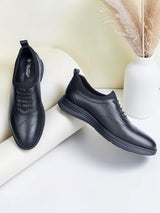 Black Synthetic Leather Round Toe Lace Up Brogues Shoes For Men (TC-AVI-05-BLK)