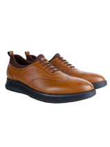 Tan Synthetic Leather Round Toe Lace Up Brogues Shoes For Men (TC-AVI-05-TAN)