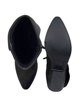 Black Suede Layered Fringe Detailing Block Heel Long Boot (TC-AVI-06-BLK)