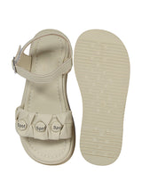 Beige Green Synthetic Leather Buckle Sandals For Kids-Girls (TC-B08-BEIGRN)