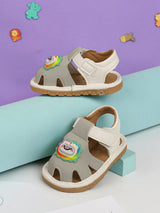 Grey Synthetic Leather LED Light And Chu-Chu Sound Musical Comfort Flat Sandals (TC-B13-GRY)