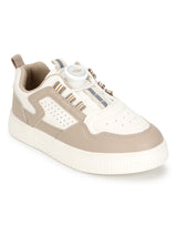 White Beige PU Rotating Button Sneakers For Kids-Unisex (TC-B517-WHTBEIG)