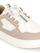 White Beige PU Rotating Button Sneakers For Kids-Unisex (TC-B517-WHTBEIG)