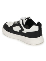 White Black PU Rotating Button Sneakers For Kids-Unisex (TC-B517-WHTBLK)