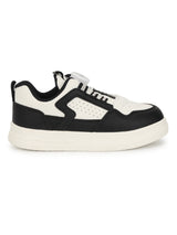 White Black PU Rotating Button Sneakers For Kids-Unisex (TC-B517-WHTBLK)