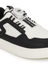 White Black PU Rotating Button Sneakers For Kids-Unisex (TC-B517-WHTBLK)