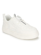 White PU Rotating Button Sneakers For Kids-Unisex (TC-B517-WHT)